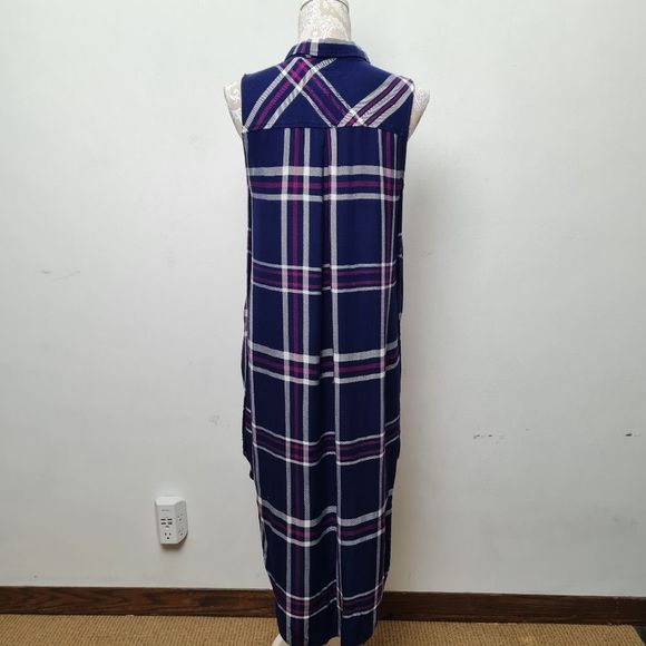 Rails Jordyn Button Down Sleeveless Long Top Shirt Navy White Orc Women's Size L - Picture 10 of 16